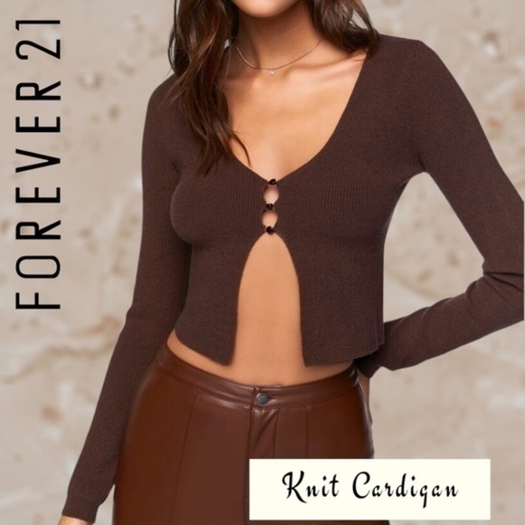 NWT FOREVER 21 3-Button Cropped Hem 
Long Sleeve Fitted Open Cardigan Sweater/XL - Picture 1 of 8